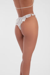 Demi, 80s, Ruffles, Thong, Ivory, Japonés, Suave, Volantes, Alto, Elegante, Modelo, Fondo blanco, Look, Parte trasera.