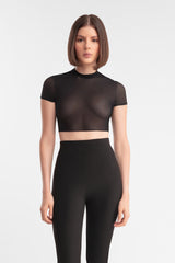 Modelo Clásica, blusa corta de mesh, atractiva, Estilizada, Segura, Minimalista, Contemporánea, Versátil, Radiante"