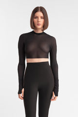 FONDA CROP TOP LONG SLEEVES SHEER