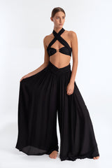 Brooke, Multi Bandeau, Negro, Tirantes, Malla, Forrado, Verano, Playa, Cuello, Cintura, Modelo caucasica, Fondo blanco, Look completo, Parte frontal