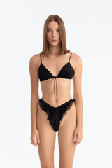 Demi, 80s, Ruffles, Thong, Japonés, Suave, Volantes, Alto, Elegante, Modelo, Fondo blanco, Look completo, Parte frontal