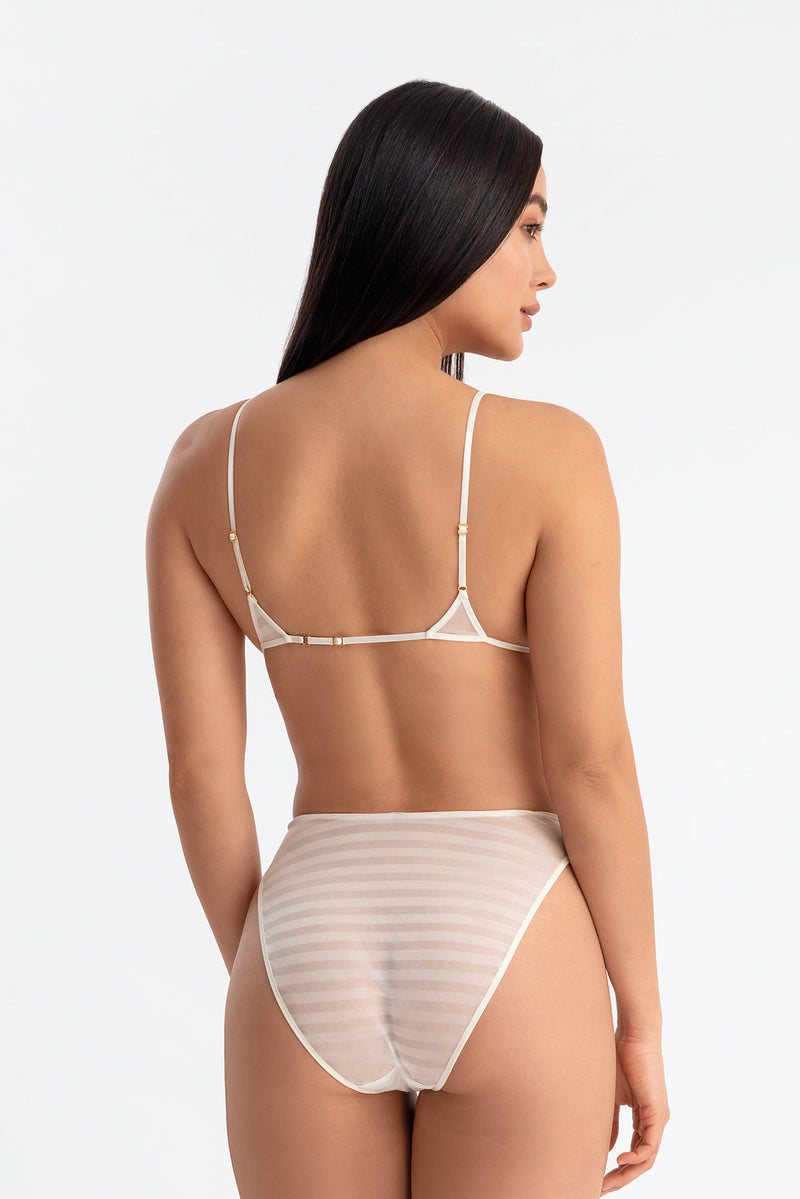 DEMI TRIANGLE BRA STRIPES IVORY