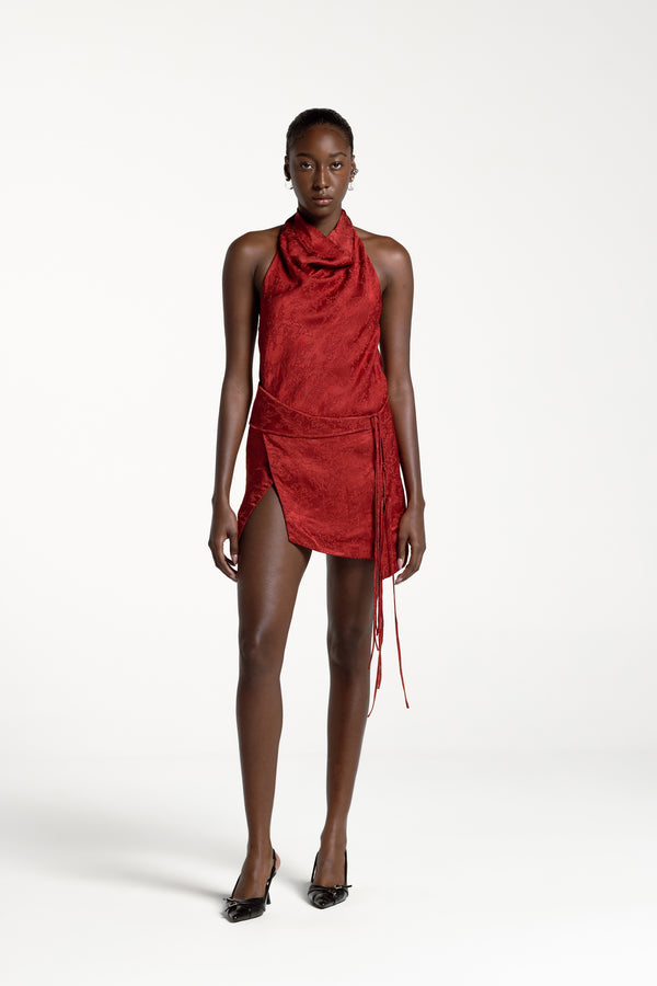 JULIETTE MINI SKIRT CARMIN RED