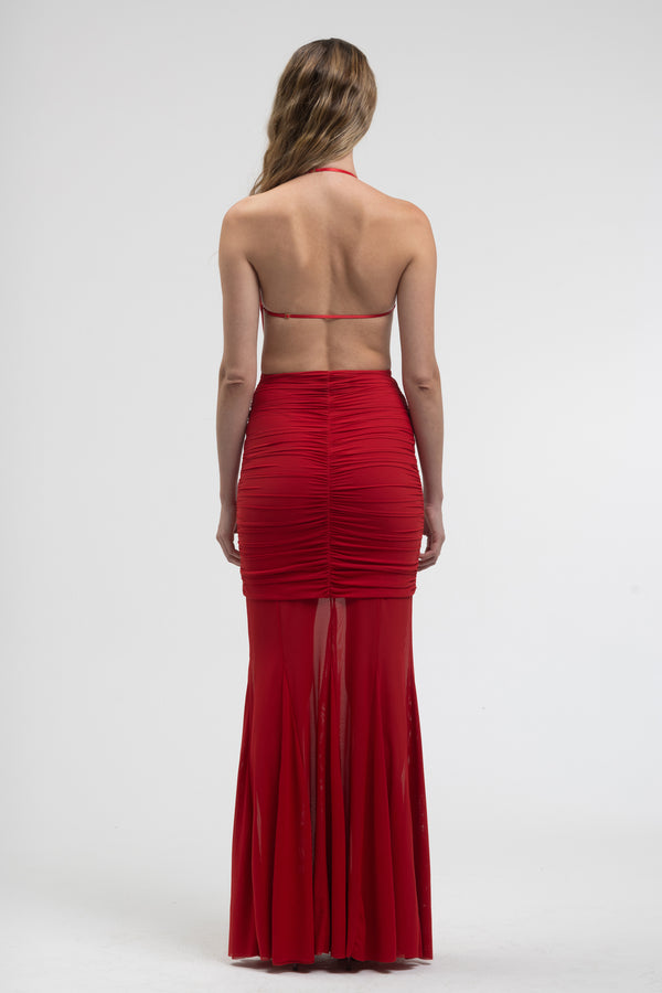 LILY LONG SKIRT FERRARI RED