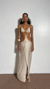 ALIA SUSPENDED SKIRT IVORY/GOLD CHAIN