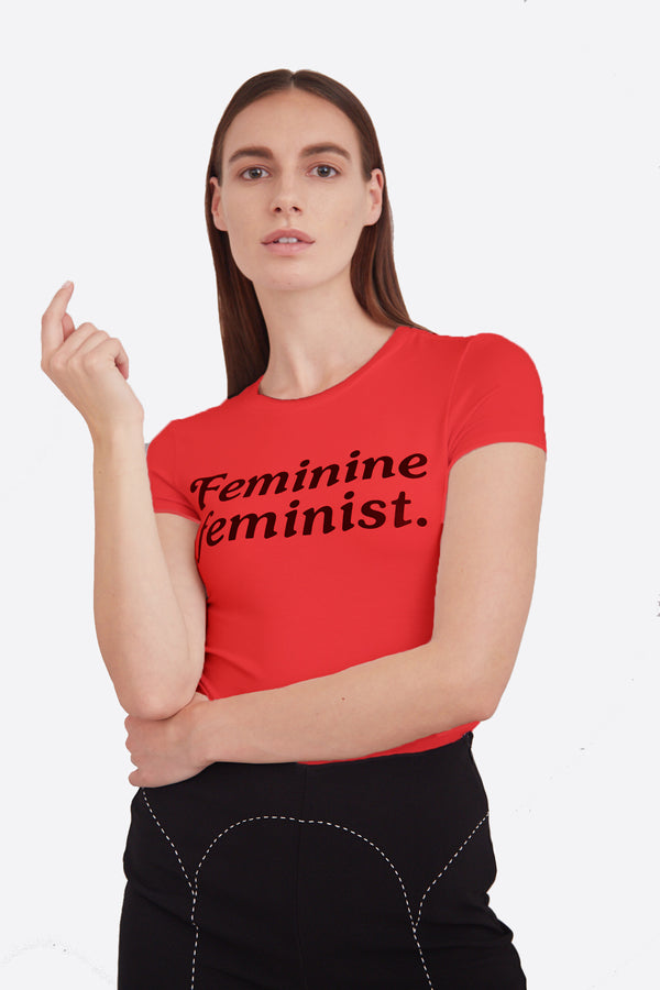 FEMININE FEMINIST T-SHIRT RED