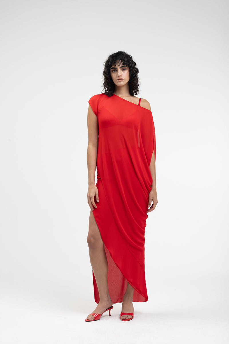 ISADORA OFF THE SHOULDER TOP FERRARI RED