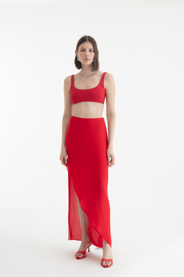 ISADORA ASYMMETRIC SKIRT WAIST FERRARI RED