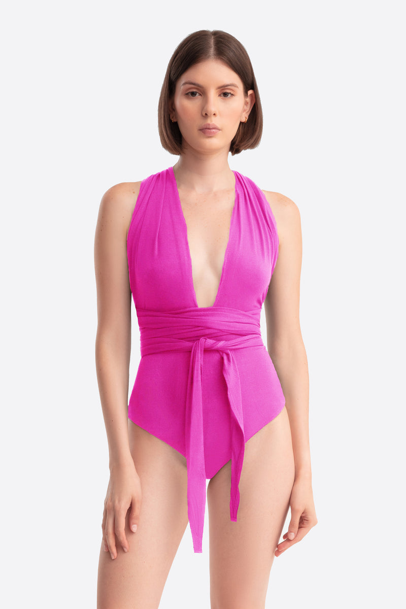 ALICE WRAP AROUND BODYSUIT SHOCKING PINK