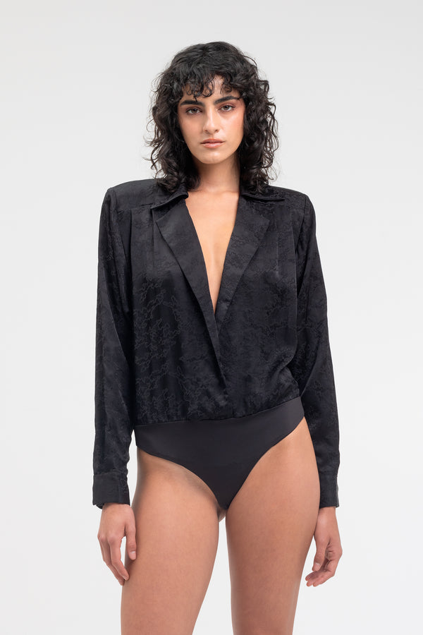 SUSANNE SHIRT BODYSUIT BLACK
