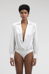 SUSANNE SHIRT BODYSUIT WHITE COTTON