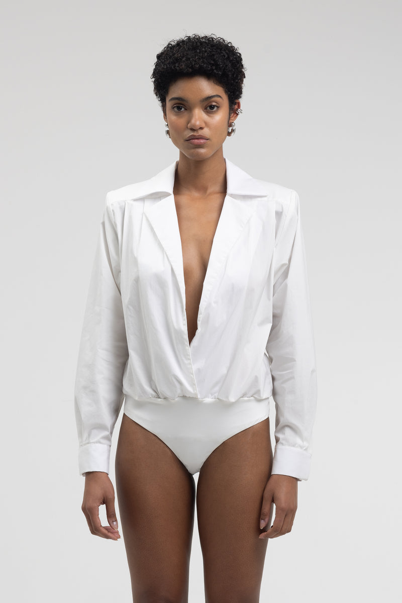 SUSANNE SHIRT BODYSUIT WHITE COTTON