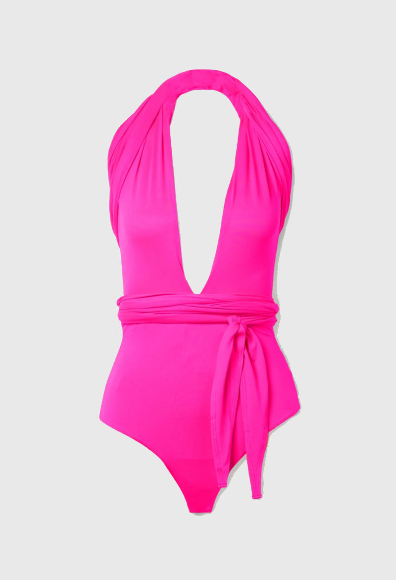 ALICE WRAP AROUND BODYSUIT SHOCKING PINK